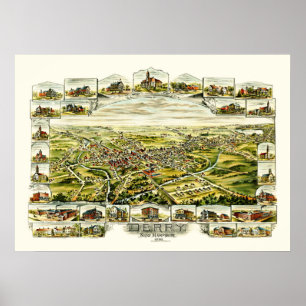 Pôster Mapa de Derry, New Hampshire, de 1898
