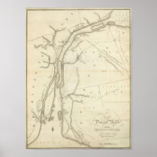 Pôster Mapa de Detroit River