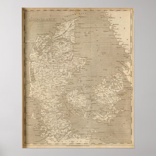Pôster Mapa de Dinamarca por Arrowsmith
