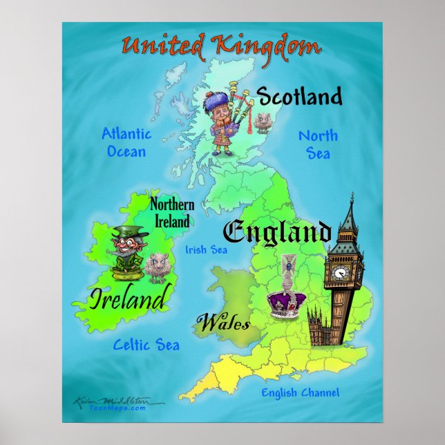 Poster Mapa de Diversão do Reino Unido (Frente)