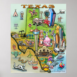 Pôster Mapa de Divertimento do Texas