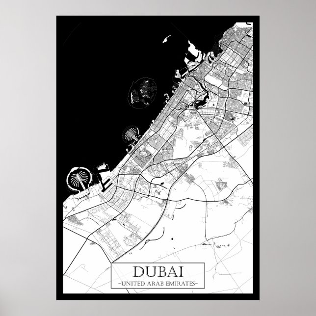 Poster Mapa de Dubai Emirados Árabes Unidos (Frente)