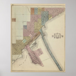 Pôster Mapa de Duluth, o Condado de St. Louis, Minnesota