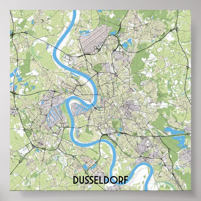 Poster Mapa de Dusseldorf (Frente)