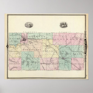 Pôster Mapa de Eau Claire County, estado de Wisconsin