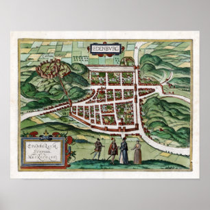 Pôster Mapa de Edimburgo 1580