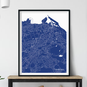 Poster Mapa de Edimburgo, Mapa Simples de Linha Azul de M