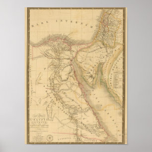 Pôster Mapa de Egipto, de Palestina e de Arábia
