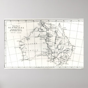 Poster Mapa de esboço de Austrália