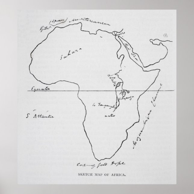 Poster Mapa de esboços da África (Frente)