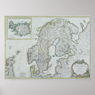 Pôster Mapa de Escandinávia