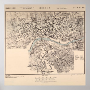 Poster Mapa de Espanhas de Vintage Murcia (1943)
