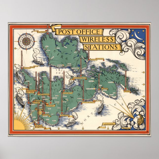 Poster Mapa de estações sem fio do Office posto, Reino Un (Frente)