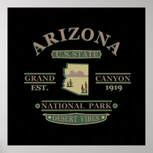 Poster mapa de estado de arizona