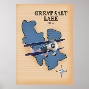 Poster mapa de estilo de vintage do Lago excelente Utah