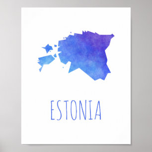 Pôster Mapa de Estónia