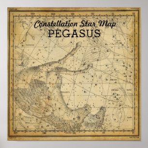 Pôster Mapa de Estrelas da Constelação de Cavalo de Peg