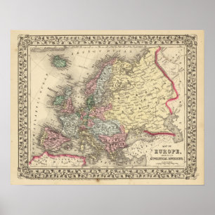 Pôster Mapa de Europa por Mitchell