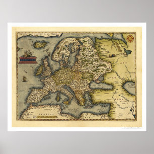 Pôster Mapa de Europa por Ortelius 1570