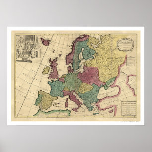 Pôster Mapa de Europa por Senex 1725