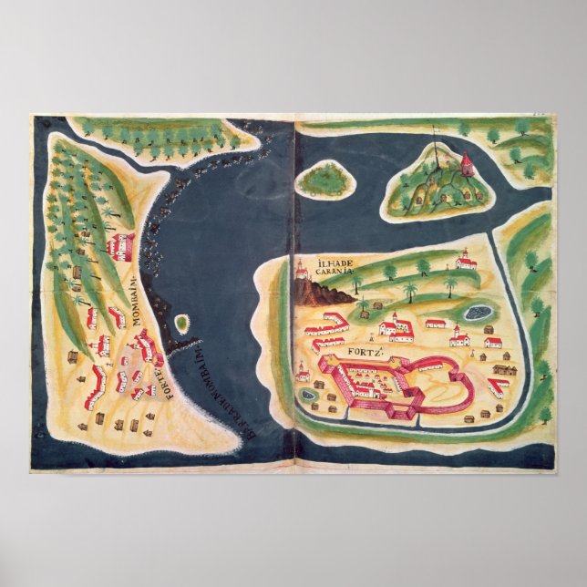 Poster Mapa de exploração português de Mombassa (Frente)