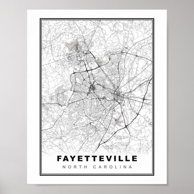 Poster Mapa de Fayetteville (Frente)