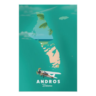 Pôster Mapa de férias de Andros Bahamas.