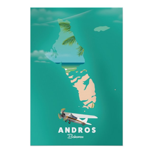 Pôster Mapa de férias de Andros Bahamas. (Frente)