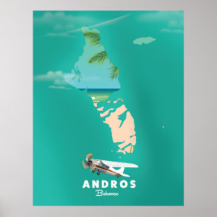 Poster Mapa de férias de Andros Bahamas.