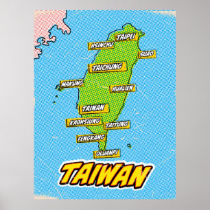 Poster Mapa de Formosa Ilustrado com pop Art