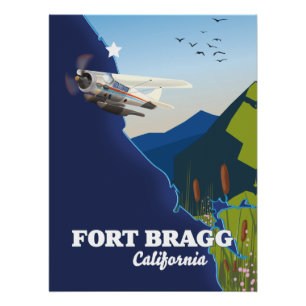 Pôster Mapa de Fort Bragg Califórnia