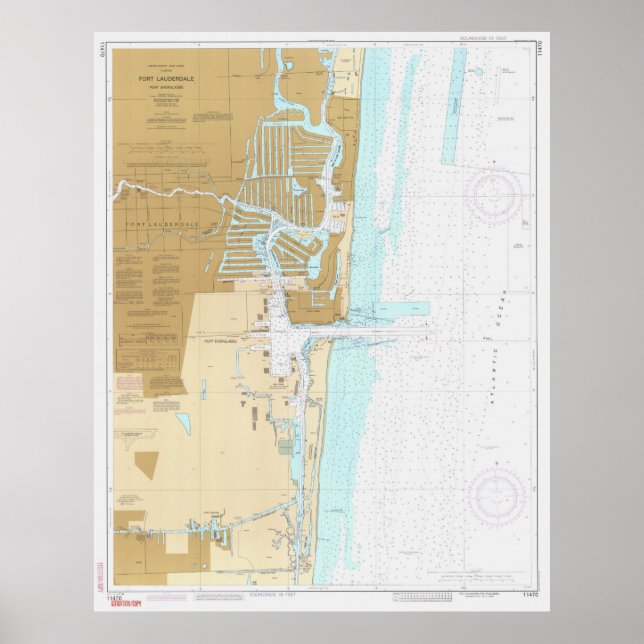 Poster Mapa de Fort Lauderdale FL (1991) (Frente)