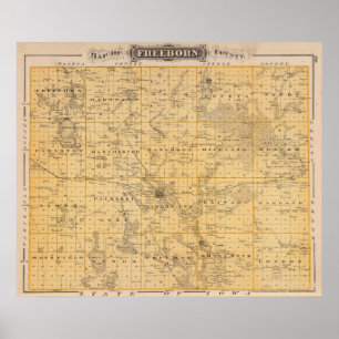 Poster Mapa de Freeborn County, Minnesota