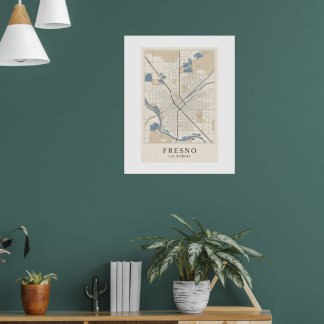 Poster Mapa de Fresno Califórnia - Arte de Parede - Minim