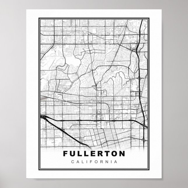 Poster Mapa de Fullerton (Frente)