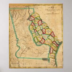 Pôster Mapa de Geórgia