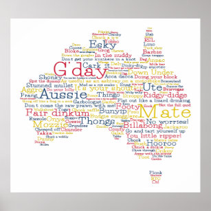 Poster Mapa de gírias Aussie Edição Especial do Bushfire