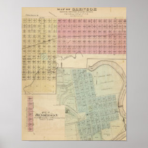 Poster Mapa de Glencoe, mapa de Henderson, Minnesota