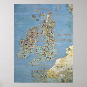 Poster Mapa de Grâ Bretanha & do norte do século XVI