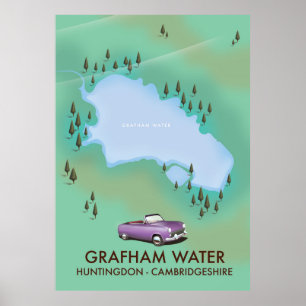 Poster Mapa de Grafham Water Huntingdon Cambridgeshire
