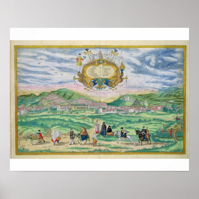Poster Mapa de Granada, de Civitates Orbis Terrarum, por (Frente)