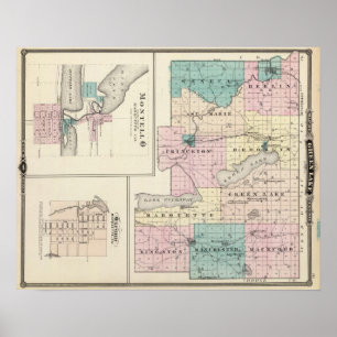 Poster Mapa de Green Lake County, estado de Wisconsin