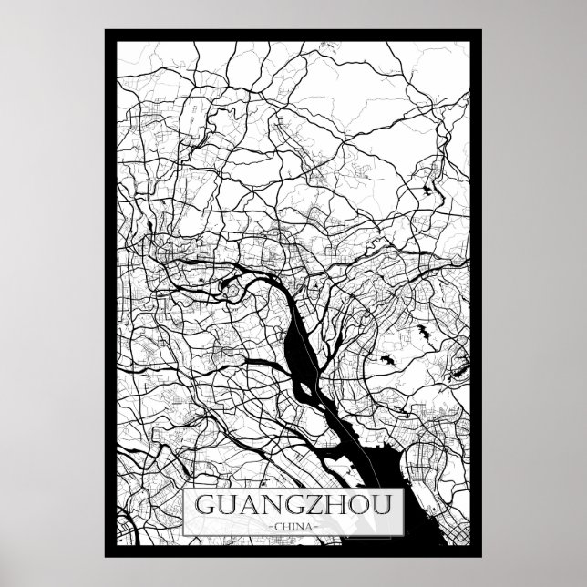 Poster Mapa de Guangzhou China (Frente)