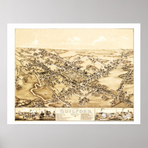 Poster Mapa de Guilford, Connecticut desde 1881