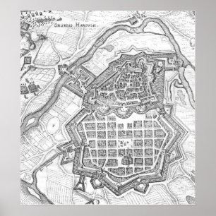 Poster Mapa de Hanau, 1636