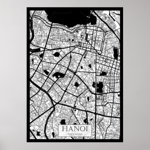 Poster Mapa de Hanói Vietnã