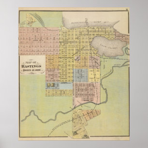Pôster Mapa de Hastings, Dakota County, Minnesota