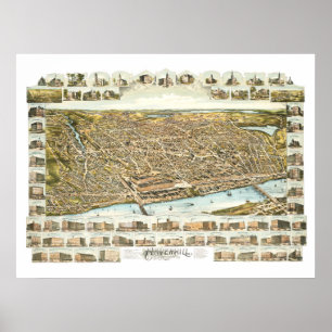 Pôster Mapa de Haverhill Massachusetts desde 1893