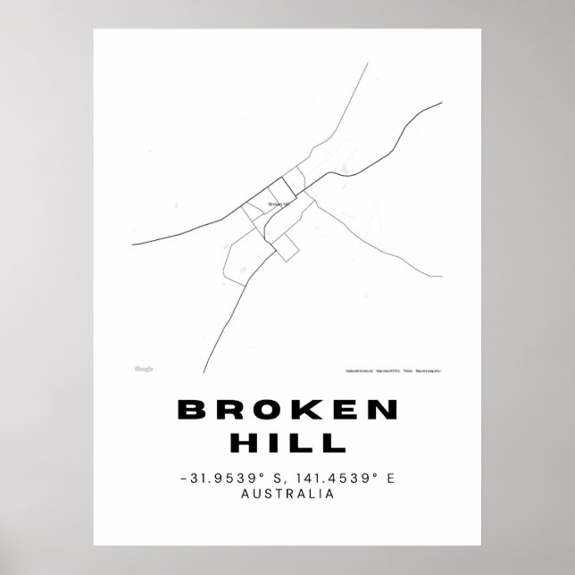 Poster Mapa de Hill Minimalista com Coordenadas (Frente)