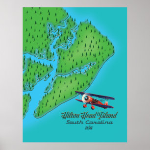 Poster Mapa de Hilton Head Island South Carolina